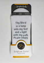 Load image into Gallery viewer, Psalm 119:105 – “Light to My Path” Sock
